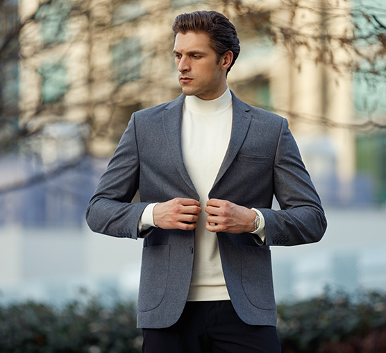 Woolen jacket Business look in grey and white for winter