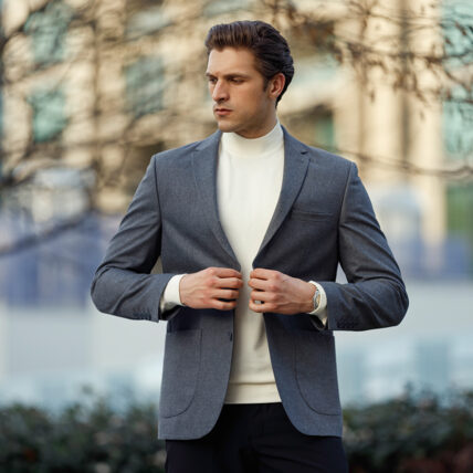 Woolen jacket Business look in grey and white for winter