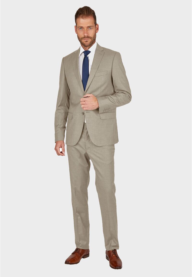 Anzug Regular Fit elastisch, Beige Frontansicht