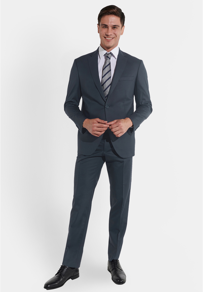 Anzug Regular Fit elastisch, Grey blue Frontansicht