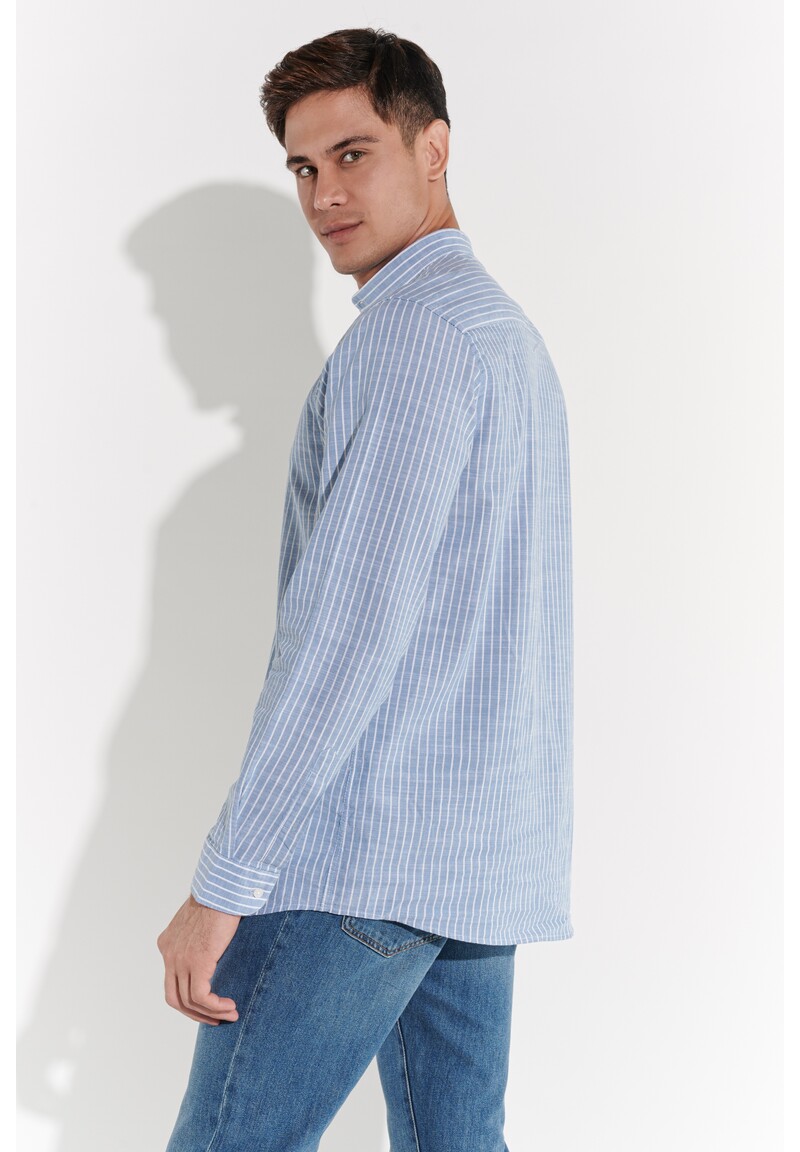 Hemd in Leinen-Optik, Blau Detailansicht 1