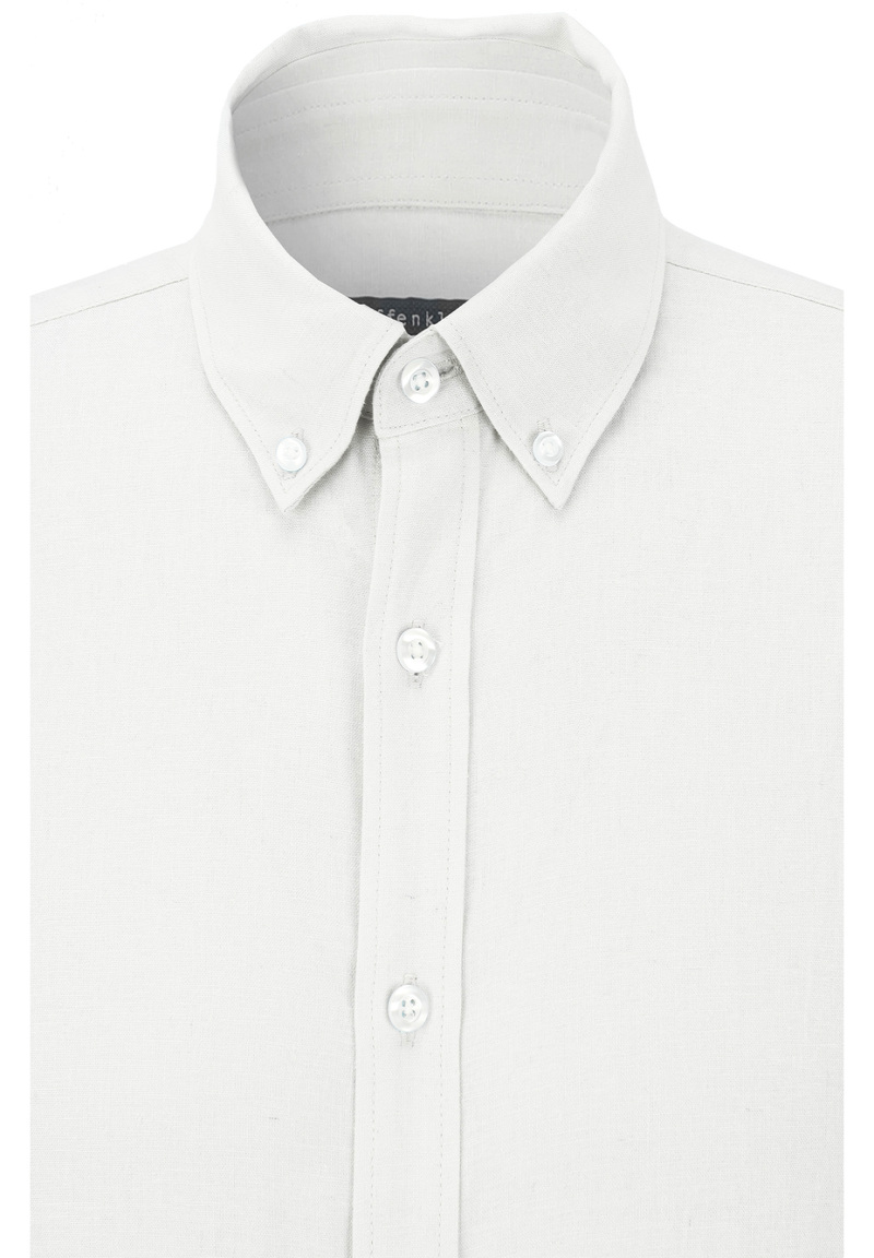 Leinen-Hemd Slim Fit, Weiss 