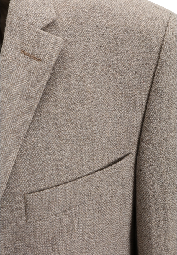 Sakko Jackett Winter Fischgrat Wolle Tweed, Beige