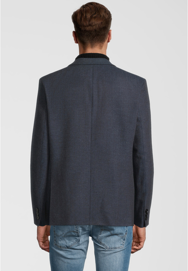 Sakko Jackett Winter Fischgrat Wolle Tweed, Marine Rückansicht