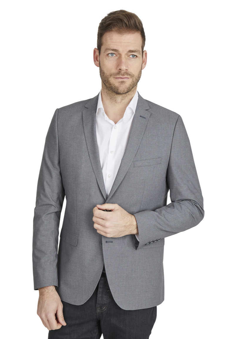 Designer Business Sakko Anzug-Jackett Regular Fit, grau Frontansicht