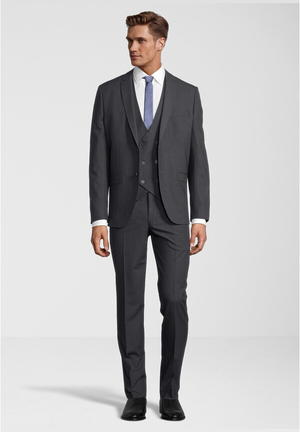 Business Anzug 3-teilig Dreiteiler mit Weste, Anthrazit Frontansicht