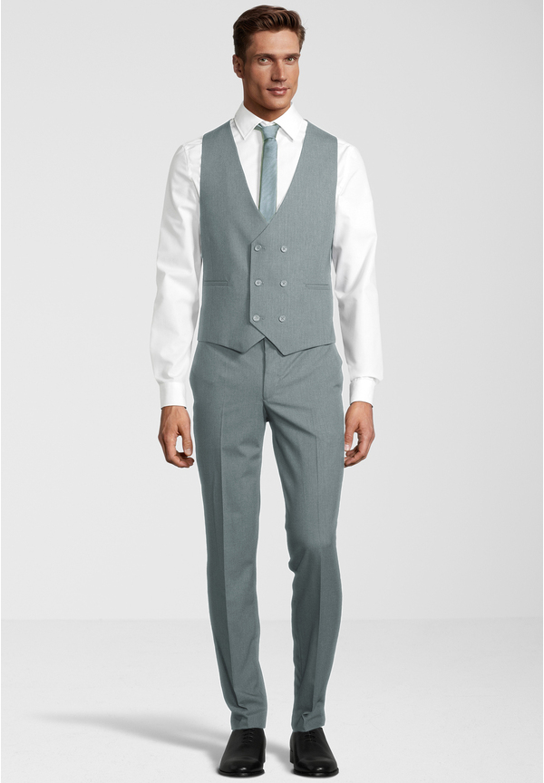 Business Anzug 3-teilig Dreiteiler mit Weste, salbei Detailansicht 1