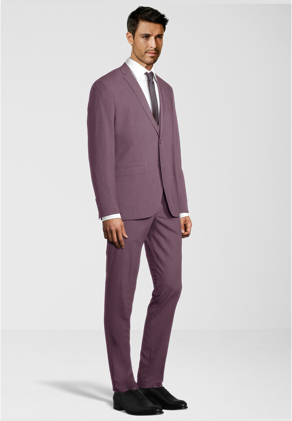 Business Anzug 3-teilig Dreiteiler mit Weste, wine Detailansicht 1