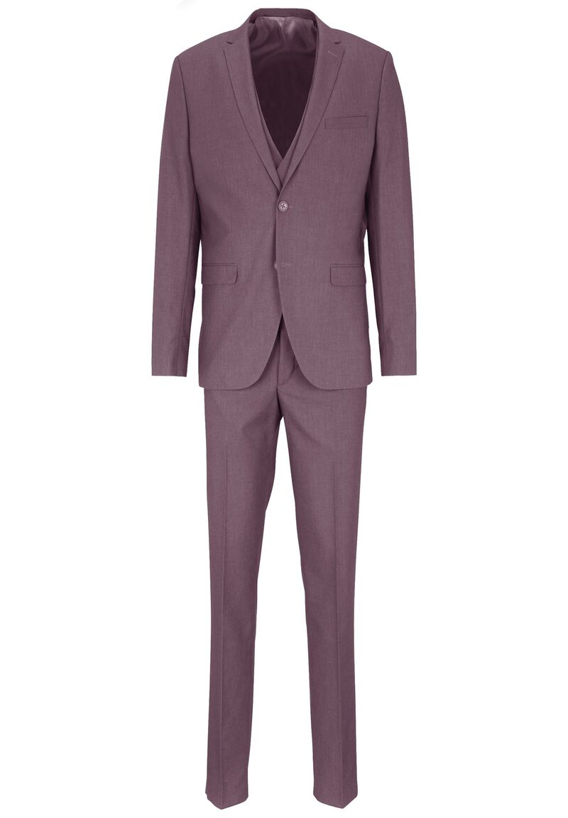 Business Anzug 3-teilig Dreiteiler mit Weste, wine