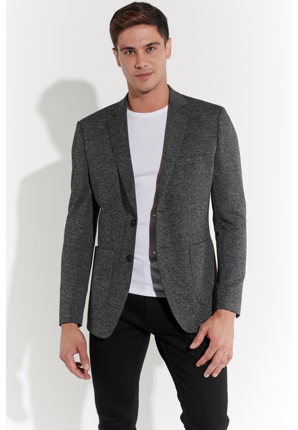 Sakko Jersey Fischgrat, Grau Detailansicht 1