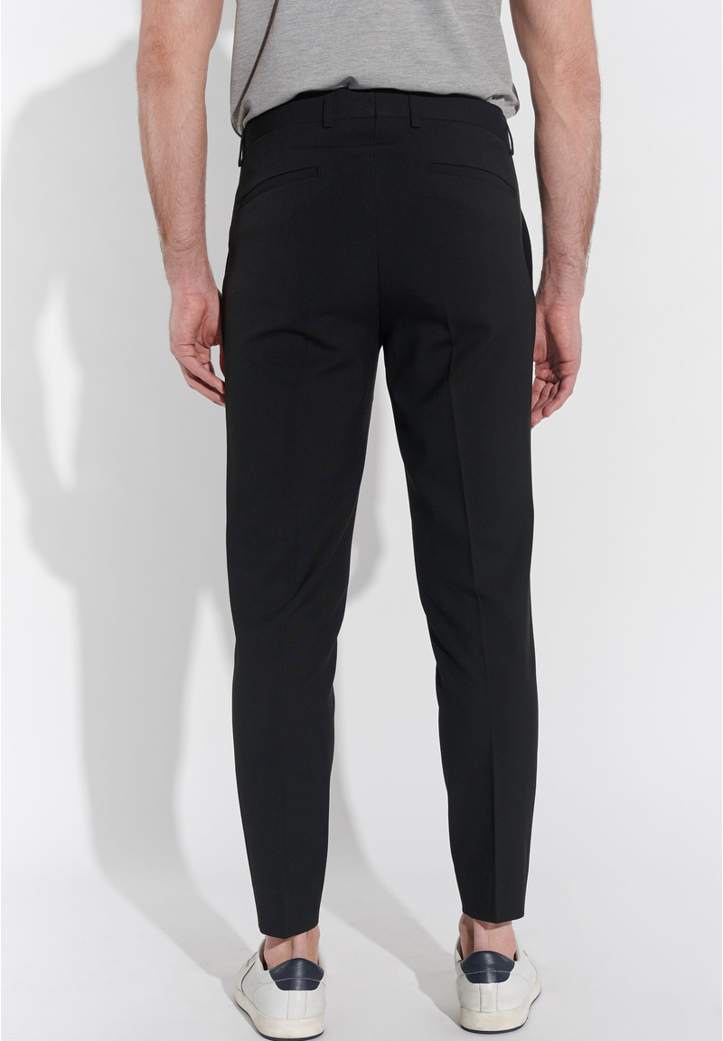 Anzughose Schmal Slim Fit Knöchellang, Schwarz Rückansicht