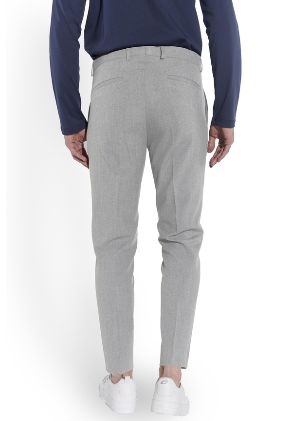 Anzughose Schmal Slim Fit Knöchellang, Hellgrau Rückansicht