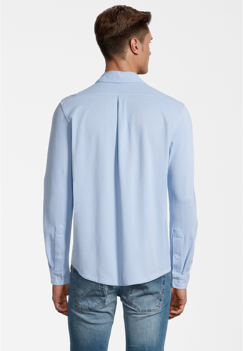 Piqué Hemd Langarm, hellblau Rückansicht