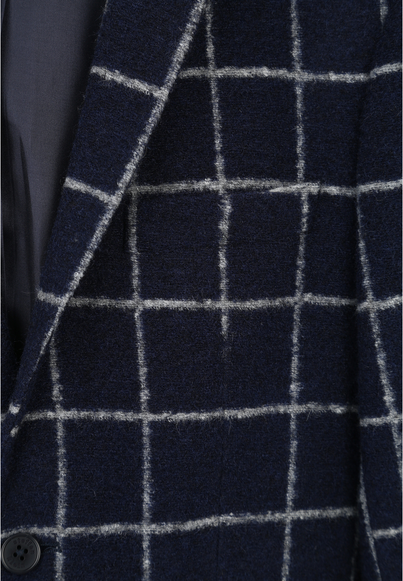 Jersey-Sakko Wolle Gitter-Karo, Marine
