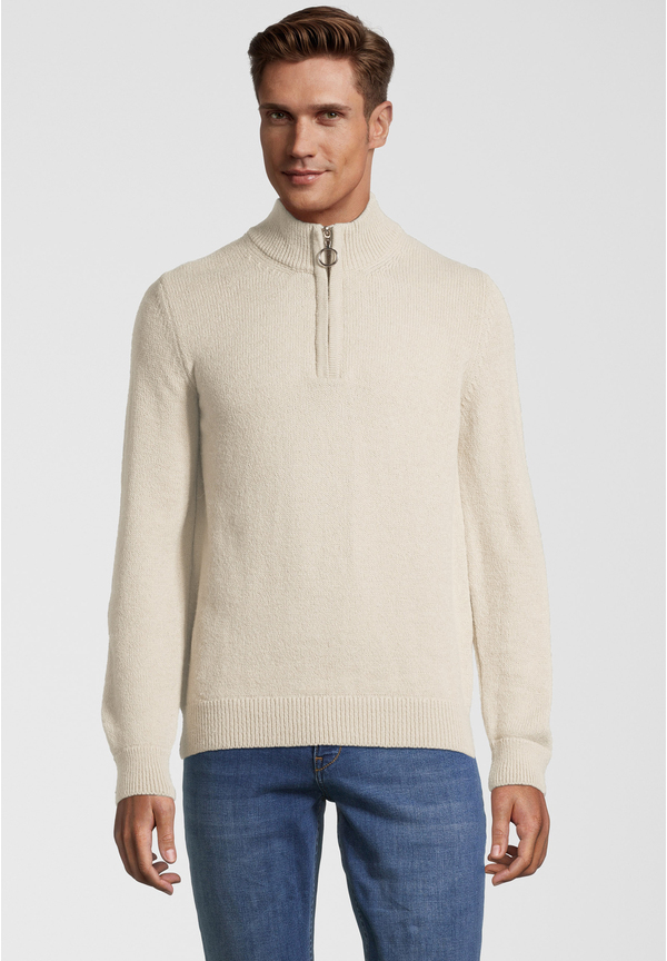 Pullover Troyer Soft Touch, creme Frontansicht