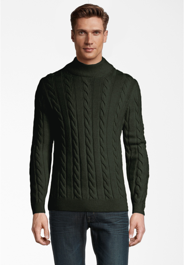 Pullover Zopfmuster Soft Touch, khaki Frontansicht