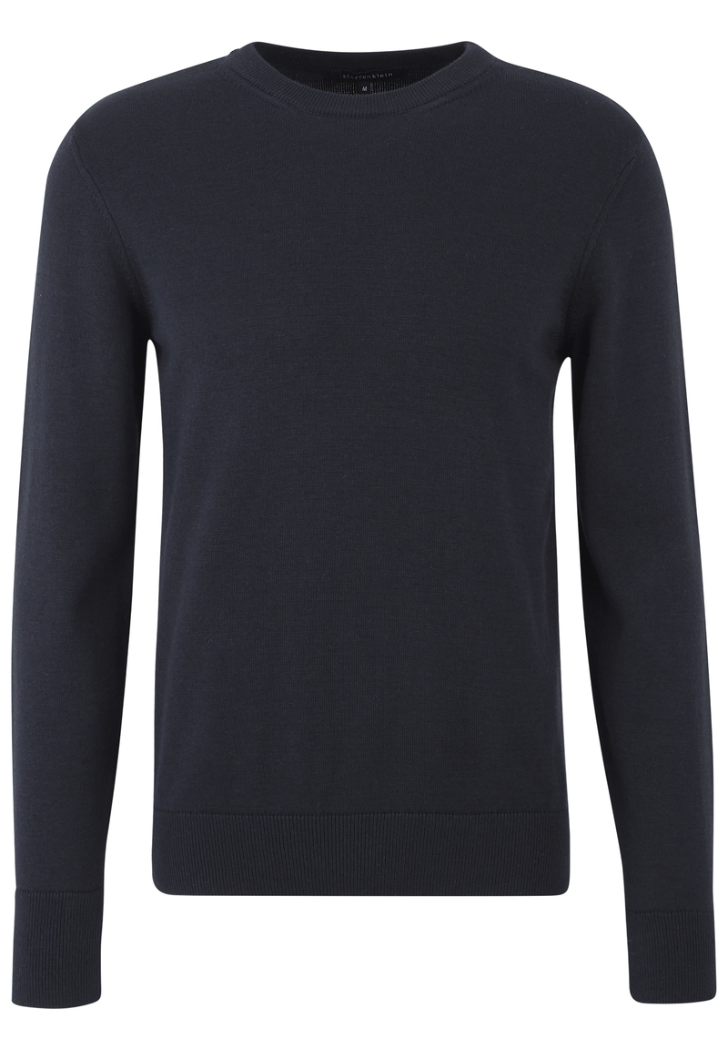 Pullover Rundhals Baumwoll Mix, Marine Detailansicht 2