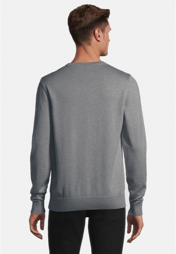 Pullover Rundhals Baumwoll Mix, grau melange Rückansicht