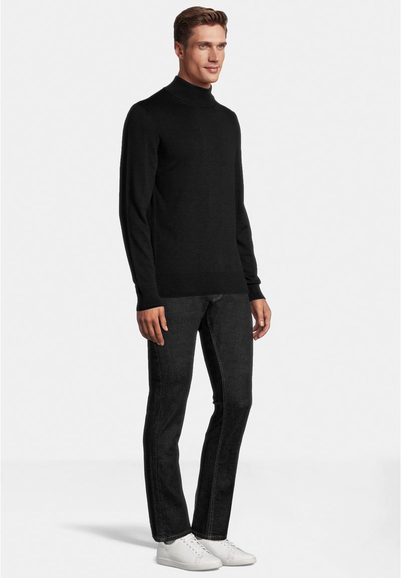 Pullover Stehbund Baumwoll Mix, schwarz Detailansicht 1