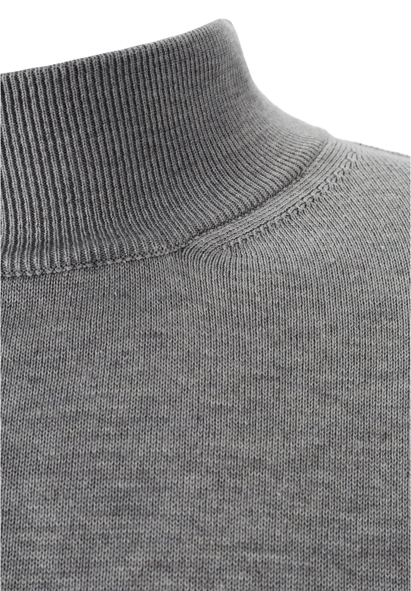 Pullover Stehbund Baumwoll Mix, grau melange