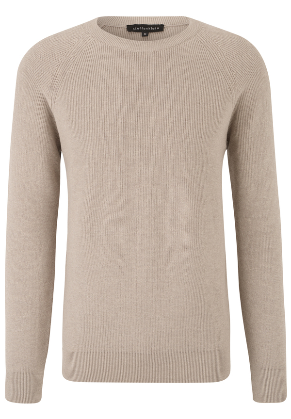 Pullover Raglan Baumwoll Mix, beige melange Detailansicht 2