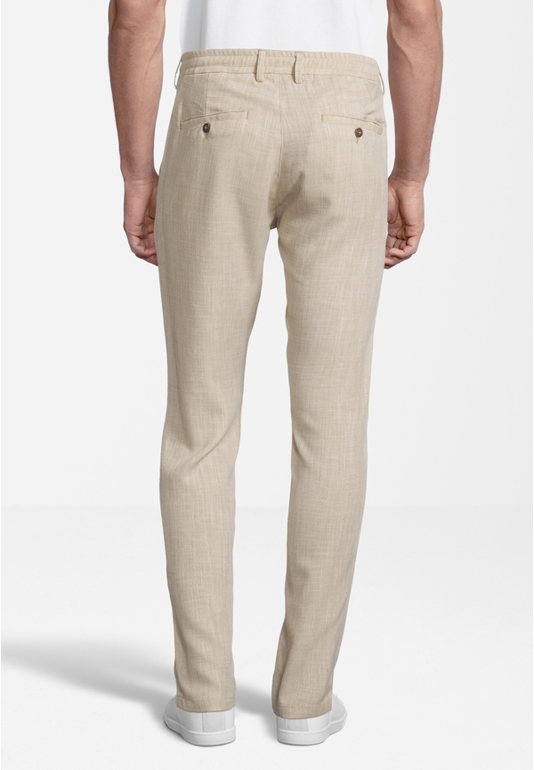 Hose im Jogging-Stil und Leinen-Look, sand Rückansicht