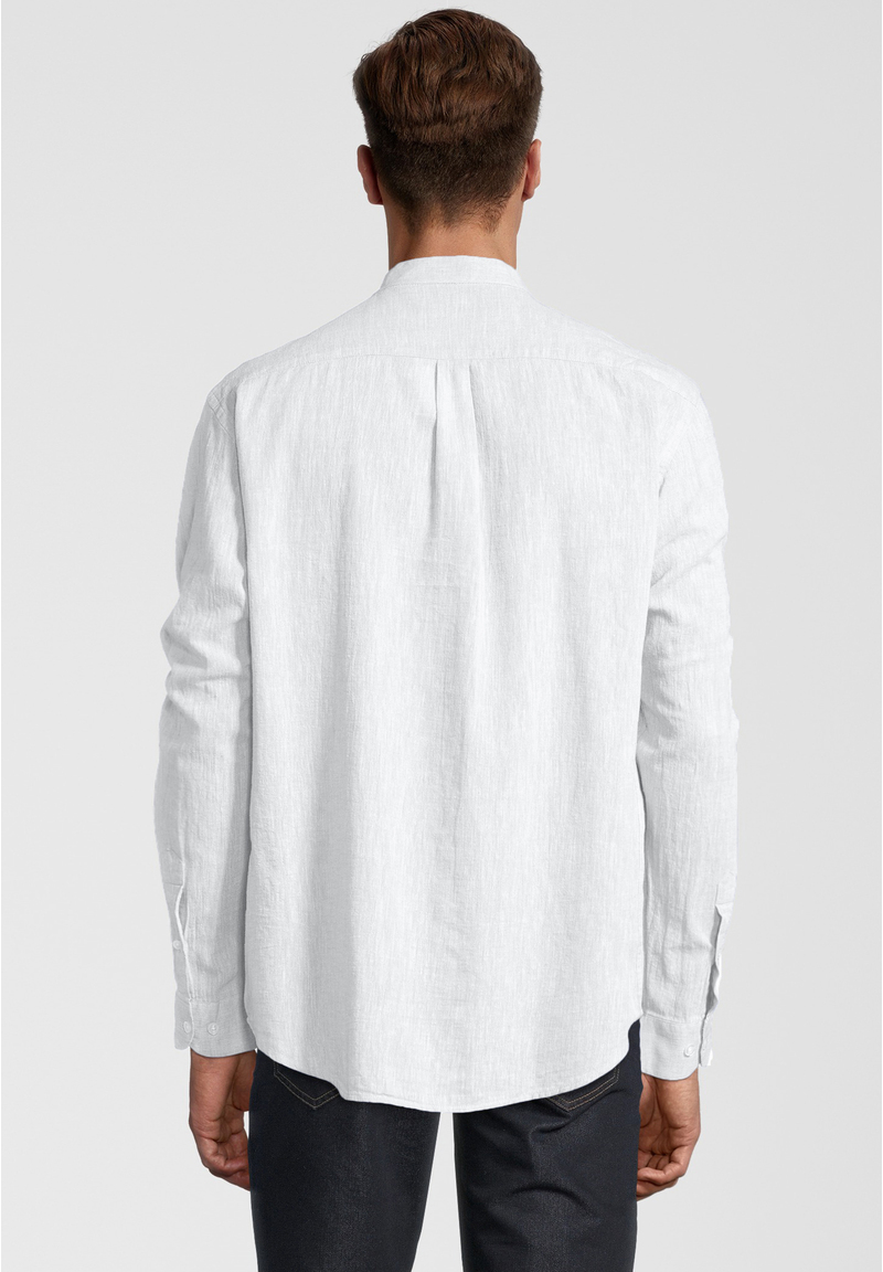 Hemd Stehbund Leinen-Mix, weiß Rückansicht