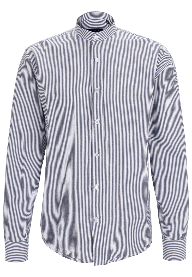 Hemd Streifen Stehkragen, Marine Detailansicht 2