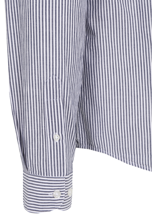 Hemd Streifen Stehkragen, Marine 