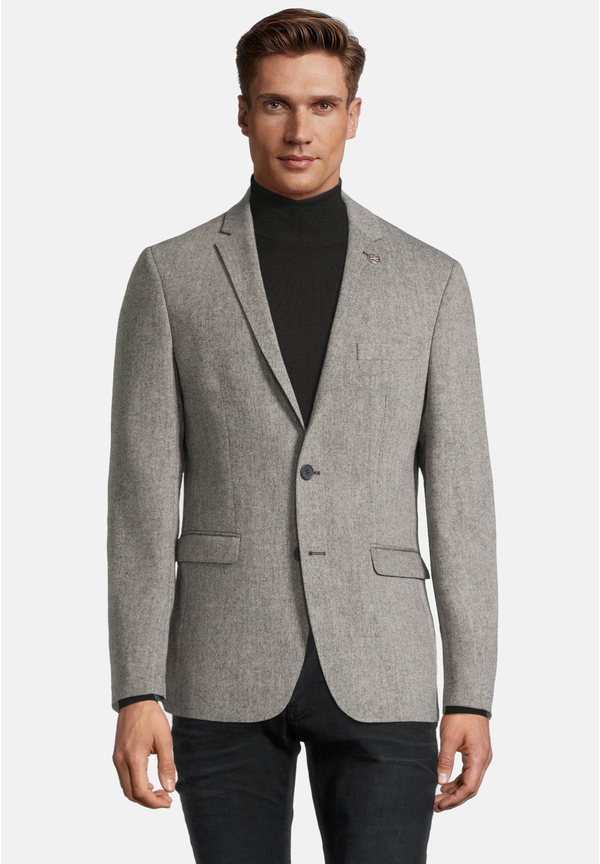 Sakko Wolle Tweed, grau Frontansicht