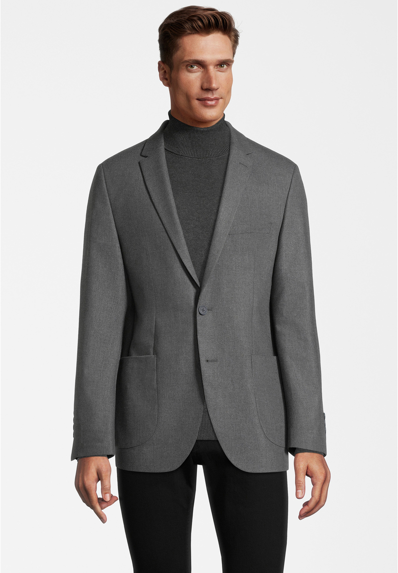 Sakko aufgesetzte Taschen, grau melange Frontansicht