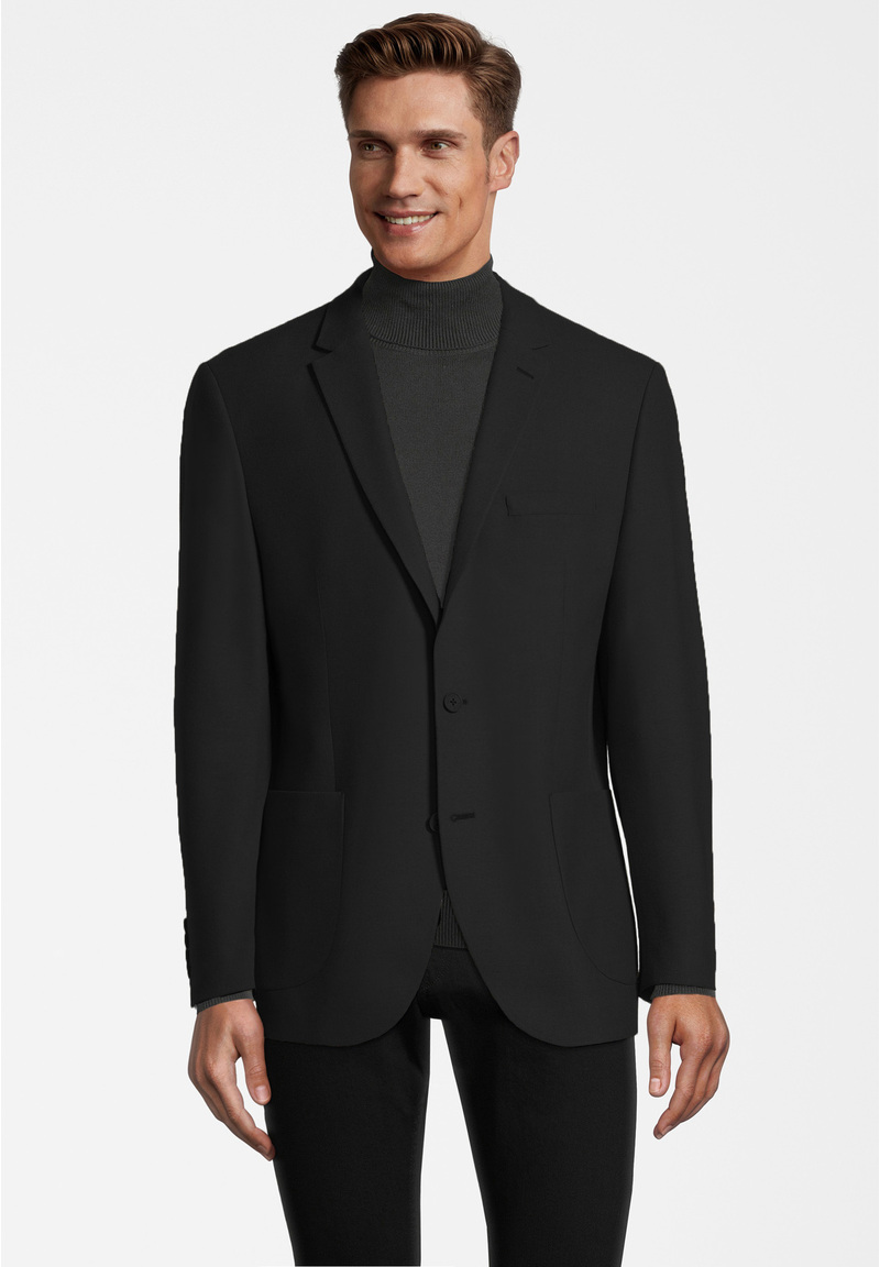 Sakko aufgesetzte Taschen, schwarz Frontansicht