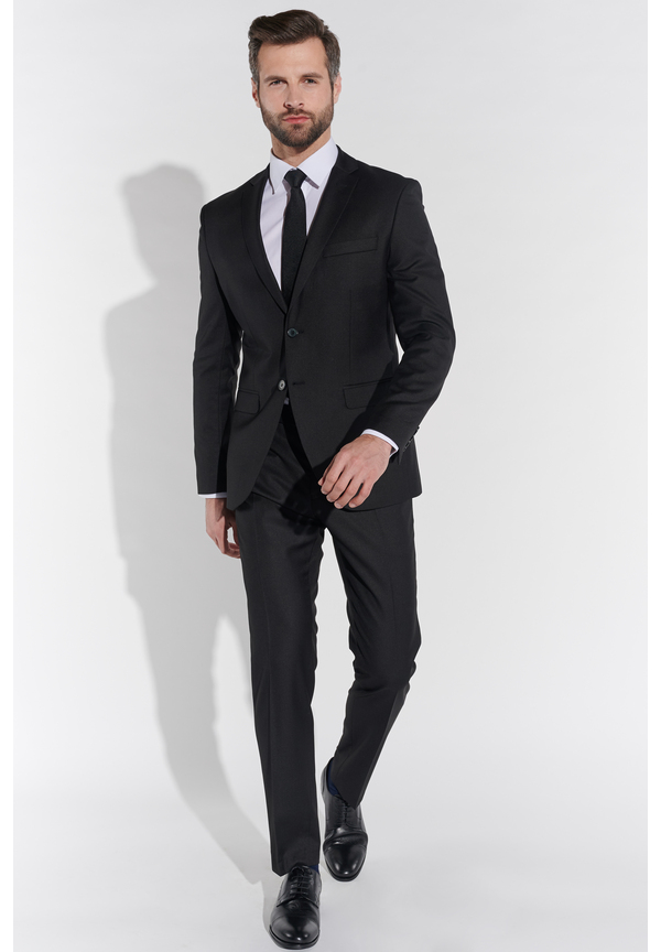 Designer Anzug Slim Fit, Schwarz Frontansicht