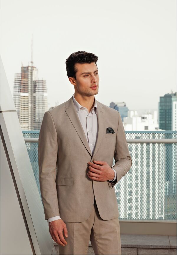 Designer Anzug Slim Fit, Beige Detailansicht 2